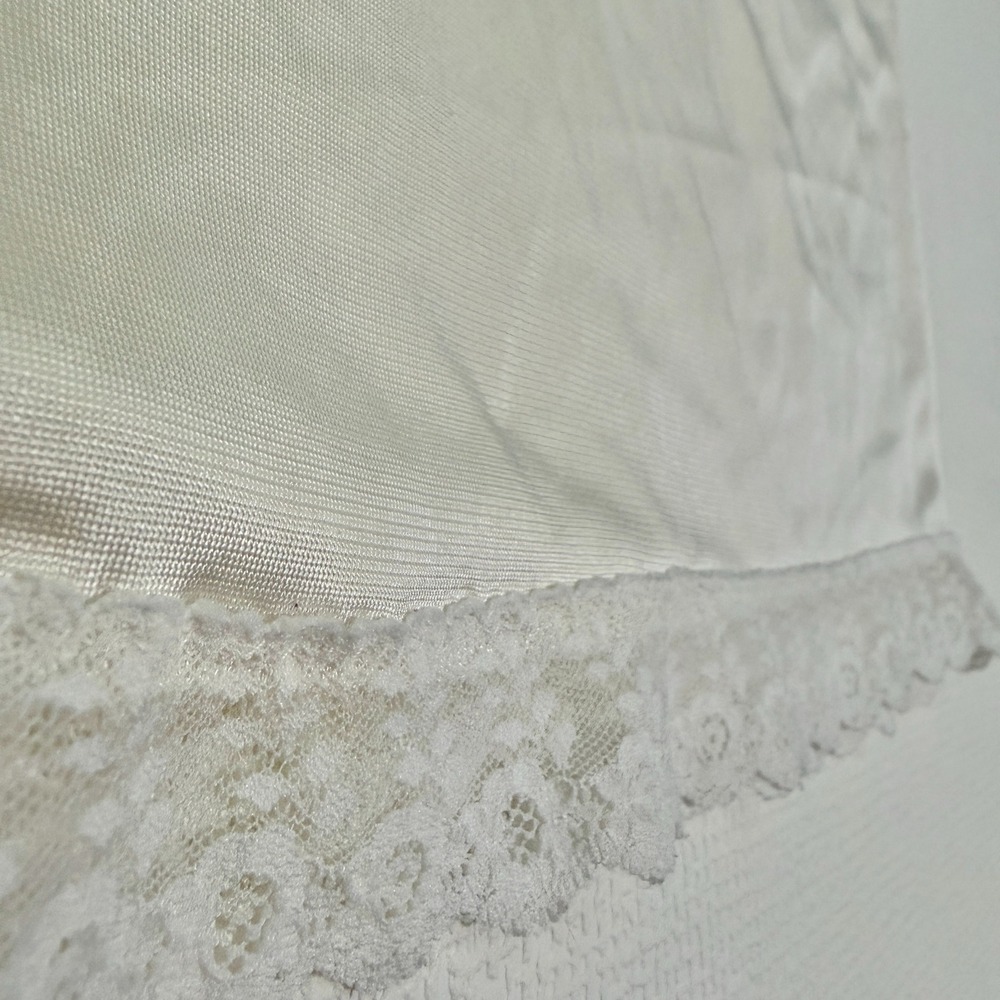 Vintage Coquette Full Slip Lace Trim Antron III Ballet Nylon Bridal Ivory - Picture 10 of 12